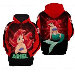 Ariel Princess Disney Hoodie, Disney 3D Hoodie