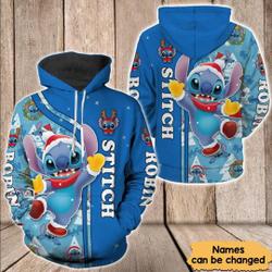Personalized Stitch Christmas Disney Hoodie, Disney 3D Hoodie