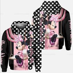 Personalized Minnie Mouse Disney Hoodie, Disney 3D Hoodie