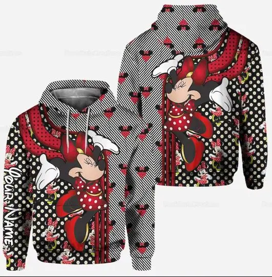 Personalized Minnie Mouse Disney Hoodie, Disney 3D Hoodie