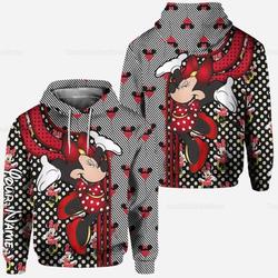 Personalized Minnie Mouse Disney Hoodie, Disney 3D Hoodie