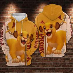 Simba The Lion King Disney Hoodie, Disney 3D Hoodie