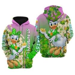 Daisy Duck Irish Shamrocks St Patrick's Day Disney Hoodie, Disney 3D Hoodie