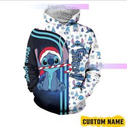 Personalized Stitch Christmas Disney Hoodie, Disney 3D Hoodie