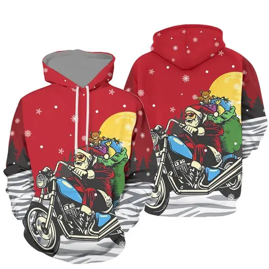 Custom Personalized Biking Santa Christmas 3D Hoodie