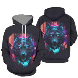 Custom Personalized Metal Wolf 3D Pullover 3D Hoodie