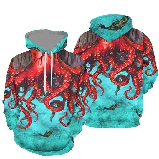 Custom Personalized Ocean Octopus Cthulhu Pattern 3D Hoodie