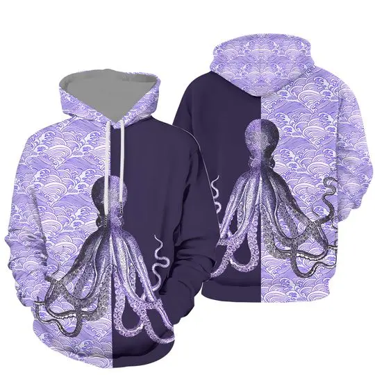 Custom Personalized Purple Octopus Cthulhu Pattern 3D Hoodie