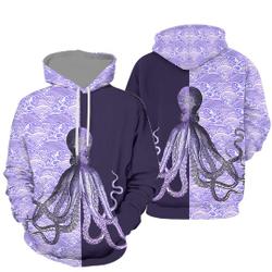 Custom Personalized Purple Octopus Cthulhu Pattern 3D Hoodie