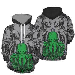 Custom Personalized Grey Cthulhu Pattern 3D Hoodie