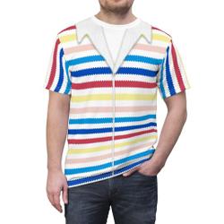 Allan Colorful Striped Costume, Beach Rainbow Outfit, Hawaiian Men Doll Shirt Meaningful Gift For Family Gift For Boyfriend Valentine Gift