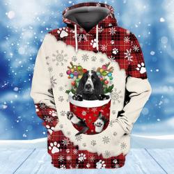 American Cocker Spaniel In Snow Pocket Merry Christmas 3d Hoodie