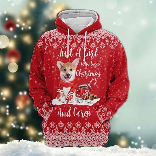 Corgi - Just A Girl Who Loves Christmas And Dog 3D Hoodie