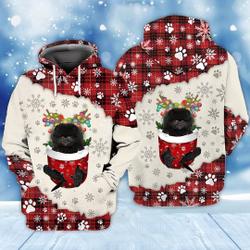 Black Pomeranian In Snow Pocket Merry Christmas 3d Hoodie