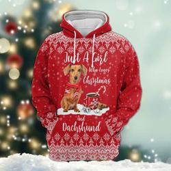 Dachshund - Just A Girl Who Loves Christmas And Dog 3D Hoodie