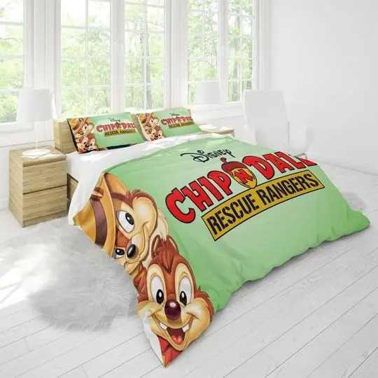 Chip 'n Dale Printing Three Piece Printed Fashion Pattern Bedding Set Gift For Your Girlfriend Boyfriend Gift For Love Gift For Friend Best Valentine Present Holiday Gift