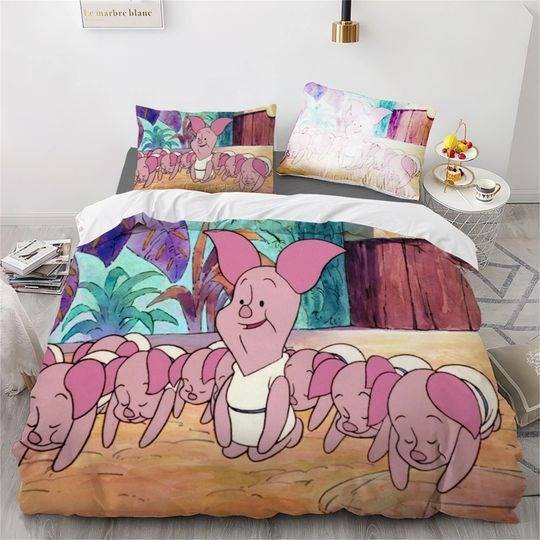 Disney Piglet Printing Three Piece Bedding Set Gift For Your Girlfriend Boyfriend Gift For Love Gift For Friend Best Valentine Present Holiday Gift