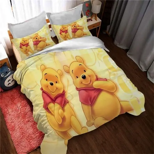 Personalized Disney Winnie The Pooh Bear Cartoon Bedding Set Gift For Your Girlfriend Boyfriend Gift For Love Gift For Friend Best Valentine Present Holiday Gift