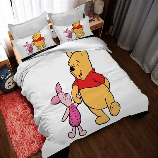 Personalized Disney Winnie The Pooh Bear Cartoon Bedding Set Gift For Your Girlfriend Boyfriend Gift For Love Gift For Friend Best Valentine Present Holiday Gift