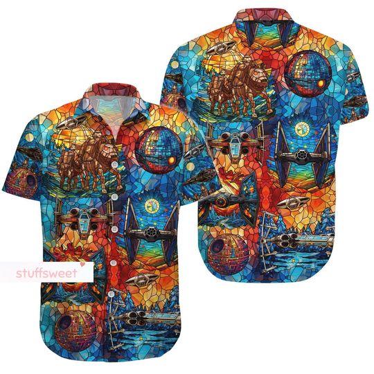 Christmas Star Wars Button Shirt, Stained Glass Button Shirt, Vintage Star Wars Shirt, Button Down Shirt, Shirt For Men, Star Wars Gift
