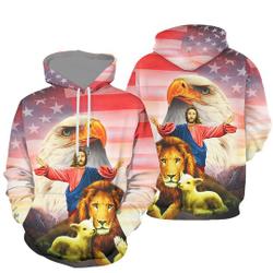 Jesus Christian American Eagle 3D Hoodie