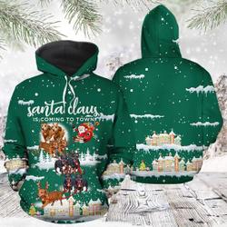 Dachshund Santa Is Coming To Town Christmas 3D Hoodie, Christmas Hoodie