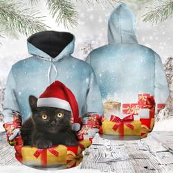 Christmas Black Cat 3D Hoodie, Christmas Hoodie, Cat Lover Gift