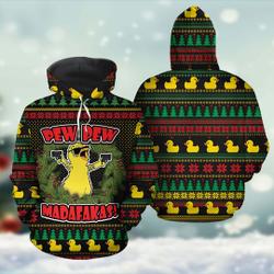 Little Duck Pew Pew Christmas 3D Hoodie, Christmas Hoodie