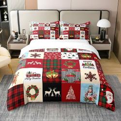 Christmas Santa, Xmas Poinsettia Jingle Bell Pine Tree Bedding Set Gift For Your Girlfriend Boyfriend Gift For Love Gift For Friend Best Valentine Present Holiday Gift