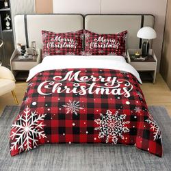 Xmas Snowflake Cotton Duvet Cover, Merry Christmas Bedding Set Gift For Your Girlfriend Boyfriend Gift For Love Gift For Friend Best Valentine Present Holiday Gift