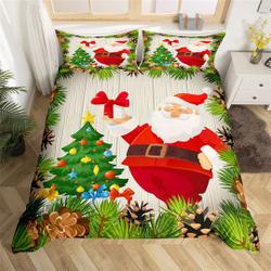 Christmas Pine Duvet Cover, Cartoon Santa Claus Bedding Set Gift For Your Girlfriend Boyfriend Gift For Love Gift For Friend Best Valentine Present Holiday Gift