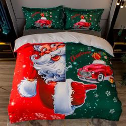 3D Santa Claus Duvet Covers Set, Christmas Bedding Set Gift For Your Girlfriend Boyfriend Gift For Love Gift For Friend Best Valentine Present Holiday Gift