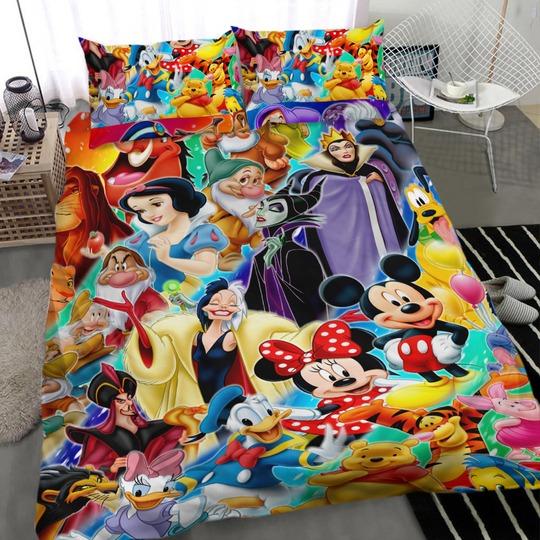 Funny Cartoon Gift Disney Characters Bedding Set Gift For Your Girlfriend Boyfriend Gift For Love Gift For Friend Best Valentine Present Holiday Gift