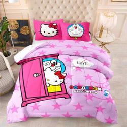 Pink Doraemon And Hello Kitty Bedding Set Gift For Your Girlfriend Boyfriend Gift For Love Gift For Friend Best Valentine Present Holiday Gift