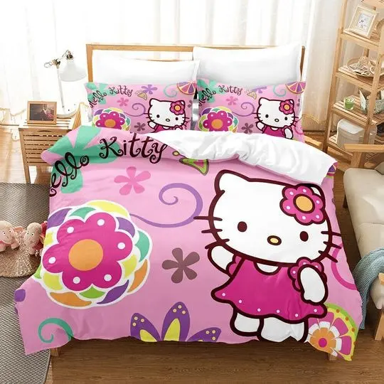 Flower Hello Kitty Bedding Set Gift For Your Girlfriend Boyfriend Gift For Love Gift For Friend Best Valentine Present Holiday Gift
