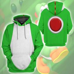 Yoshi Mario 3D Print Hoodie, Super Mario Bros Cosplay Sweatshirt, Christmas Costumes