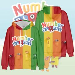 Number Blocks Full Over printed 3D Hoodie, Number Blocks Characters Christmas Costumes