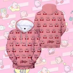 Kirby 3D Print Hoodie, Kirby Cute Pink Face Game Character Halloween Christmas Costumes