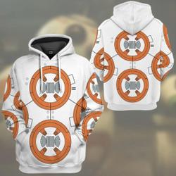 Star Wars BB8 Cosplay Custom Hoodie, Star Wars Characters Christmas Cosplay 3D Hoodie