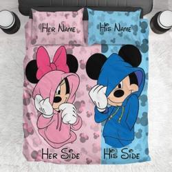 Personalized Disney Mickey and Minnie Bedding Set Gift For Your Girlfriend Boyfriend Gift For Love Gift For Friend Best Valentine Present Holiday Gift