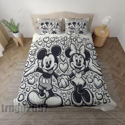 Disney Mickey and Minnie Bedding Set Gift For Your Girlfriend Boyfriend Gift For Love Gift For Friend Best Valentine Present Holiday Gift