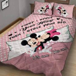 Personalized Disney Mickey and Minnie Bedding Set Gift For Your Girlfriend Boyfriend Gift For Love Gift For Friend Best Valentine Present Holiday Gift