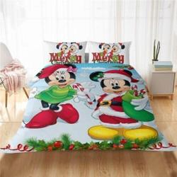 Disney Mickey and Minnie Christmas Bedding Set Gift For Your Girlfriend Boyfriend Gift For Love Gift For Friend Best Valentine Present Holiday Gift