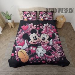 Disney Mickey and Minnie Bedding Set Gift For Your Girlfriend Boyfriend Gift For Love Gift For Friend Best Valentine Present Holiday Gift