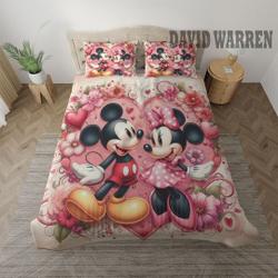 Disney Mickey and Minnie Bedding Set Gift For Your Girlfriend Boyfriend Gift For Love Gift For Friend Best Valentine Present Holiday Gift