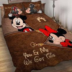 Personalized Disney Mickey and Minnie Bedding Set Gift For Your Girlfriend Boyfriend Gift For Love Gift For Friend Best Valentine Present Holiday Gift