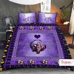Christmas Jack And Sally Bedding Set, Nightmare Before Bed Set Gift For Your Girlfriend Boyfriend Gift For Love Gift For Friend Best Valentine Present Holiday Gift