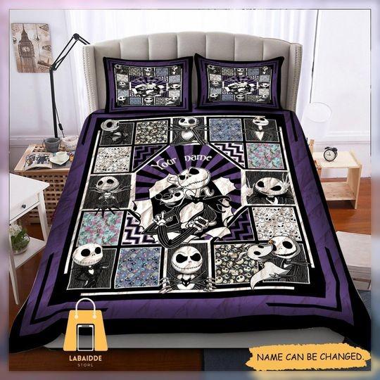 Jack Skellington Bed Set, Nightmare Before Christmas Bedding Set Gift For Your Girlfriend Boyfriend Gift For Love Gift For Friend Best Valentine Present Holiday Gift