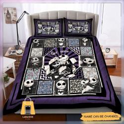 Jack Skellington Bed Set, Nightmare Before Christmas Bedding Set Gift For Your Girlfriend Boyfriend Gift For Love Gift For Friend Best Valentine Present Holiday Gift