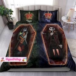 Halloween Bedding Set, Jack And Sally Bedding Set Gift For Your Girlfriend Boyfriend Gift For Love Gift For Friend Best Valentine Present Holiday Gift